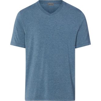 Hanro Casuals Soft V-Neck T-Shirt in Retro Blue Melange at Nordstrom, Size Xx-Large