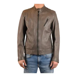 Belstaff Leather Jackets, male, Gray, Size: L V Racer Jacket