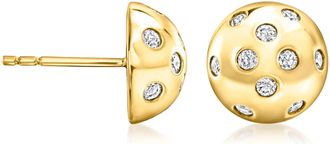 Ross-Simons Diamond Button Earrings in 18kt Gold Over Sterling