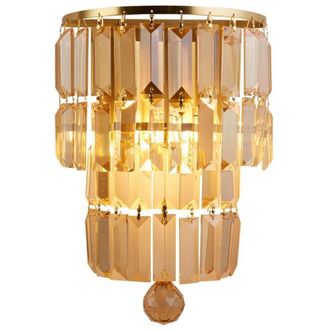 Searchlight Searchlight Empire Lámpara de pared de 2 luces, metal de latón satinado y cristal color champán