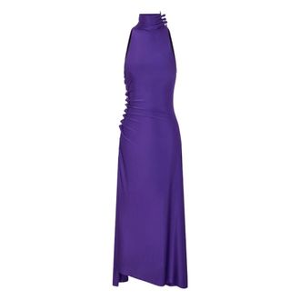 Paco Rabanne Party Dresses, female, Purple, Size: S Turtleneck Dress