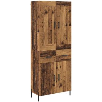 vidaXL Aparador Alto 2 Pcs Madera Envejecida Madera De Ingenier&iacute;a Vidaxl