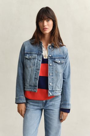 GANT Women Denim Trucker Jacket (XXL) SEMI LIGHT BLUE BROKEN IN