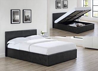 Kosy Koala Ottoman Storage Black Faux Leather Bed Side Lift 3ft Single Bed Frame