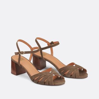 La Redoute Collections Sandalen in su&egrave;deleer met hak