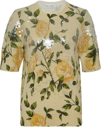 Oscar De La Renta Maglione English Rose con paillettes - Giallo
