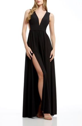 Dress The Population Katrina Illusion Sleeveless Gown in Black at Nordstrom, Size Xx-Small
