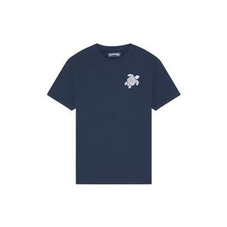 Vilebrequin Men Organic Cotton T-shirt Big Turtle Embroidery in Navy at Nordstrom, Size Xxx-Large