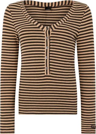 Pinko Pinko, Truien & Vesten, Dames, Beige, XS, Wol, Lange mouwen gestreept shirt