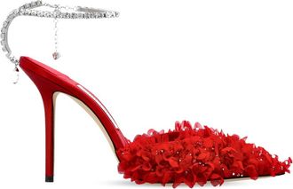 Jimmy Choo London Saeda 100 Pump - Dames - Pumps - Rood - 36 EU - Leer - Schoenen