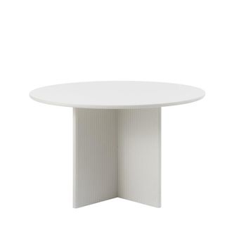 DRAWER Mesa de comedor redonda de madera para 4 personas - Greige