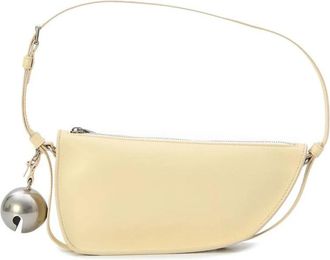 Burberry Leren Half Moon Schoudertas met Bedel - Dames - Handtassen - Beige - ONE Size - Leer - Tassen