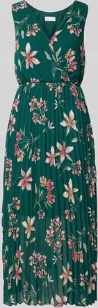 Apricot Midikleid mit Plisseefalten und V-Ausschnitt in Gruen, Gr&ouml;&szlig;e XXL