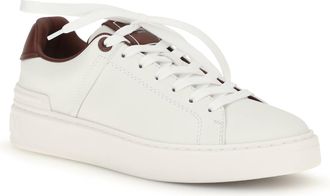 Balmain Womens B-Court Leather Sneakers Blanc-Lie De Vin Blanc/lie
