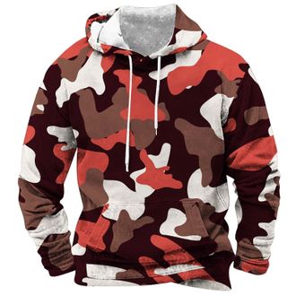 Generic Hoodies for Men UK, Camo Army Digital Plus Size Camouflage Print with Pocket Drawstring Sweatshirt, Patchwork Long Sleeve Casual Military Tops Fishing