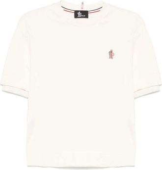 Moncler Ivory Logo Patch Cotton T-Shirt