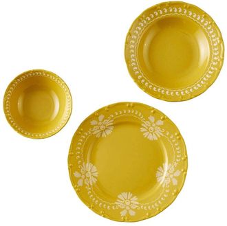Bella Maison Indian 12Pc Porcelain Mustard Dinnerware Set