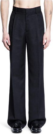 Lardini Zwarte Wol Twill Miami Broek - Heren - Wijde Broeken - Zwart - 2XL - Wol - Broeken