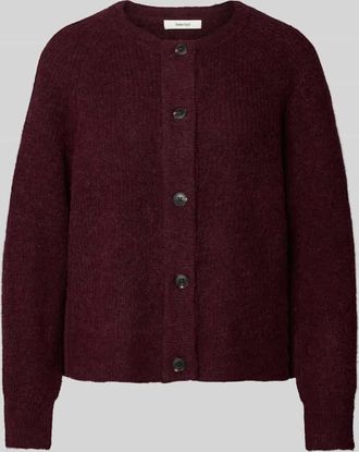 Selected Regular Fit Strickjacke aus Woll-Mix mit Alpaka Modell LULU in Pflaume, Größe L