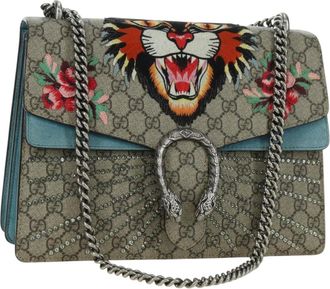 Gucci Zip Top Messenger Bag Gg Coated Canvas Beige Leather Handbag (Pre-Owned)