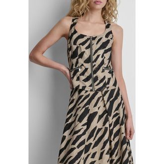 DKNY Animal Print Sleeveless Zip Top in Geo Animal at Nordstrom, Size X-Large