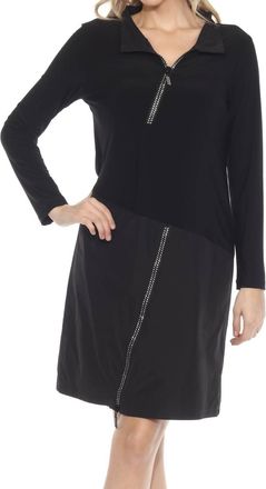 Joseph Ribkoff Embellished Zipper High Neck Dress In Black