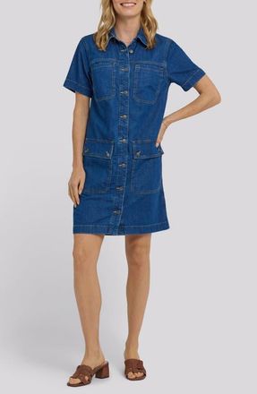 NYDJ Denim Utility Dress in Medium Indigo at Nordstrom, Size Xx-Small