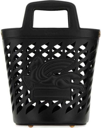 Etro Black Leather Coffa Bucket Bag