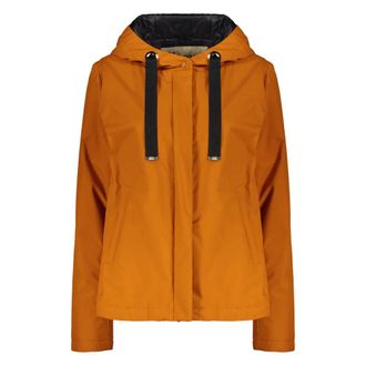 Herno Jassen, Dames, Oranje, S, Polyester, Gevoerde jas met rits en capuchon