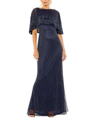 Mac Duggal Beaded Mesh A-Line Gown