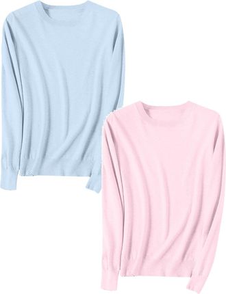 Generic Womens Jumpers Ladies Jumpers 2025 Autumn Winter Classic Crew Neck Solid Color Knitted Cardigan Soft Sweater Oversized Cotton Sweaters Lightweight Jum