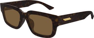 Bottega Veneta Rechthoekige zonnebril - Dames - Zonnebrillen - Bruin - ONE Size - Nylon - Accessoires