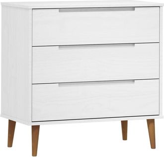 vidaXL Mesita De Noche Molde Madera Maciza De Pino Blanca 80x40x80 Cm Vidaxl