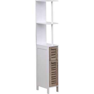 Tendance Columna Espacio Peque&ntilde;o Mdf Blanco 2 Estantes 2 Puertas Aspecto Roble Viejo - Estocolmo Tendance