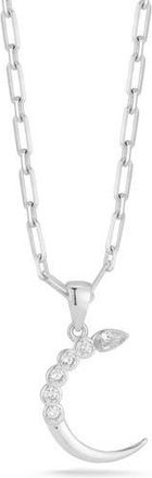 Sphera Milano Cubic Zirconia Crescent Moon Pendant Necklace in Silver at Nordstrom Rack