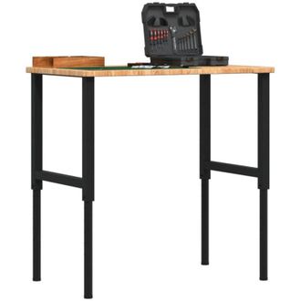 vidaXL Vidaxl - Banco De Trabajo Rectangular Madera Maciza 100x60x(71,5-98) Cm