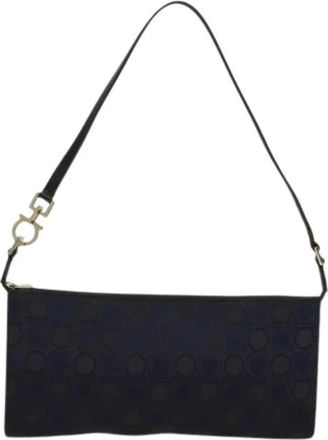 Ferragamo Pre-owned Shoulder Bags, female, Blue, Size: ONE SIZE Pre-owned Canvas Handbag