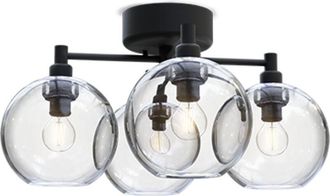 Belid Gloria Globe Plaf&oacute;n Estructura Negra, Cristal Transparente 4x E14