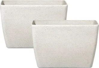 Beliani Conjunto De 2 Macetas Beige Claro 60 X 27 Cm Mezcla De Piedra Flores Baris