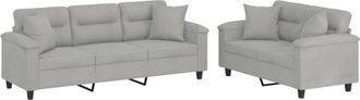 vidaXL Vidaxl - Juego De Sof&aacute;s Con Cojines 2 Piezas Tela Microfibra Gris Claro