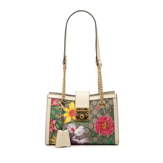 Gucci Flora Beige Multi-Color Pvc Leather Shoulder Bag Tote Bag (Pre-Owned)