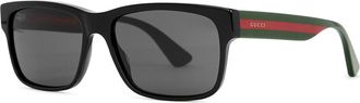 Gucci Sylvie Rectangle-frame Sunglasses, Sunglasses, Black