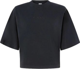 Pinko Urban stijl katoenen t-shirt - Dames - T-shirts - Zwart - L - Katoen - Tops
