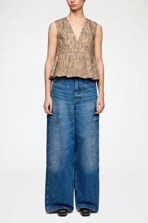 Ganni Burro Top in Printed Cotton - Size 34 Organic