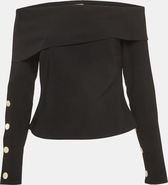 A.W.A.K.E. A. W.A. K.E. Mode Black Stretch Crepe Draped Neck Top M