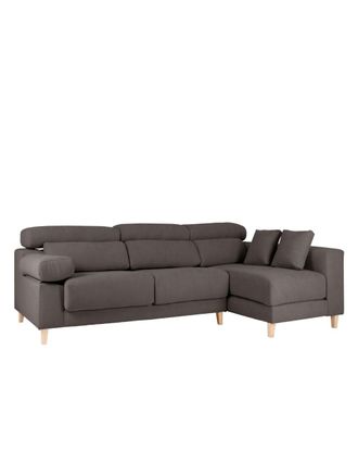 Deco Wood Sof&aacute; 4/5 plazas y chaise longue derecho color gris oscuro 300cm