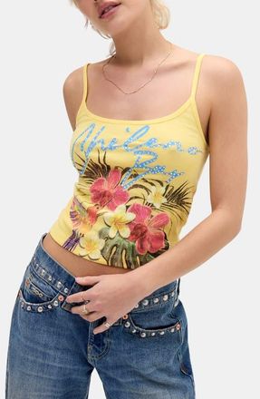 BDG Chileno Bay Graphic Floral Camisole in Yellow at Nordstrom, Size X-Small