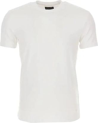 Emporio Armani Viscose T-shirt met ronde hals - Heren - T-shirts - Wit - M - Tops