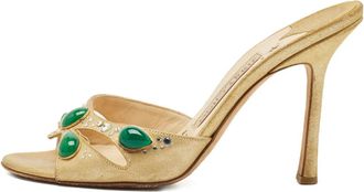 Jimmy Choo London Sandali in pelle scamosciata con cristalli - Oro