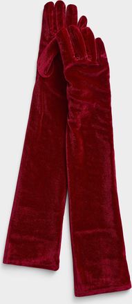 Simons Womens Long velvet gloves